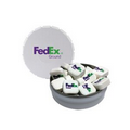 Large White Snap Top Round Tin Filled with Printed Mints